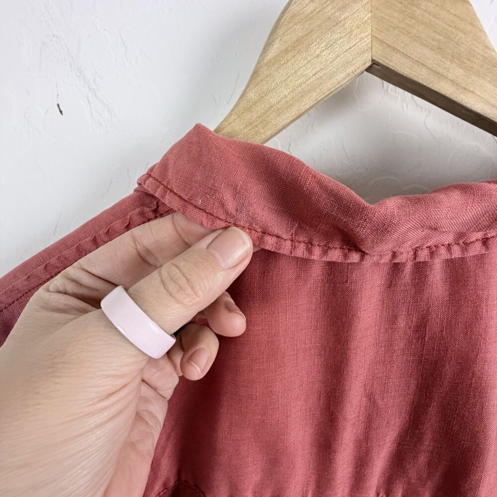 pilcro by anthropologie 100% linen button down beachcore rose women's top xs - Picture 4 of 9
